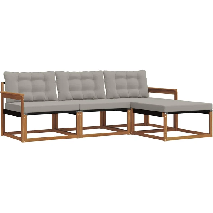 vidaXL Outdoor-Sofagarnitur 4 stk. 4-Sitzer Natur und Hellgrau 3369330 – Bild 2