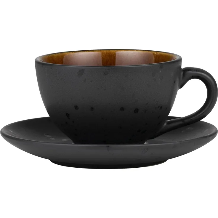 Bitz Tasse mit Untertasse schwarz / bernstein 0,22 l