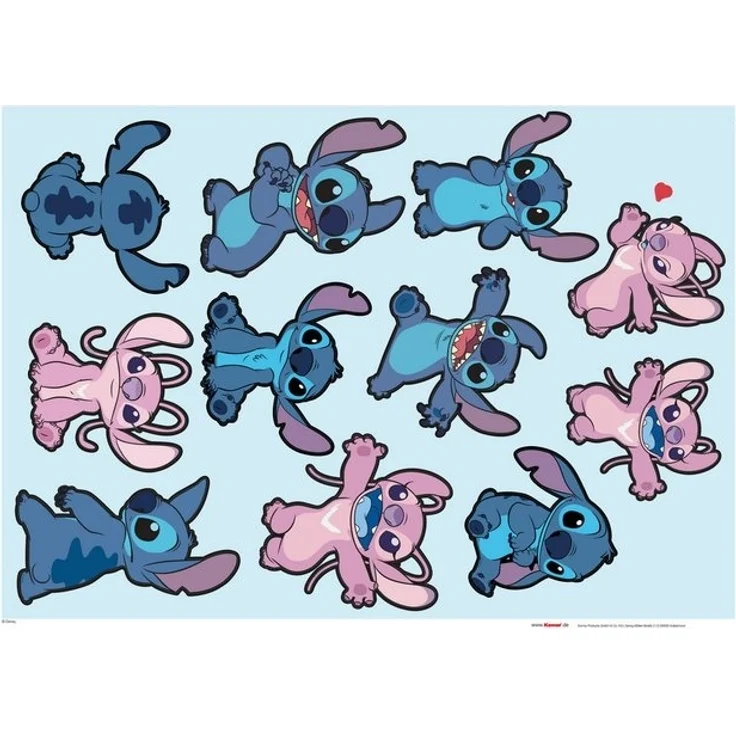 Komar Wandtattoo Stitch and Angel Happy - Größe 50 x 70 cm (12 St), Künstler: Komar, selbstklebend, Wandsticker, Kinderzimmer – Bild 3