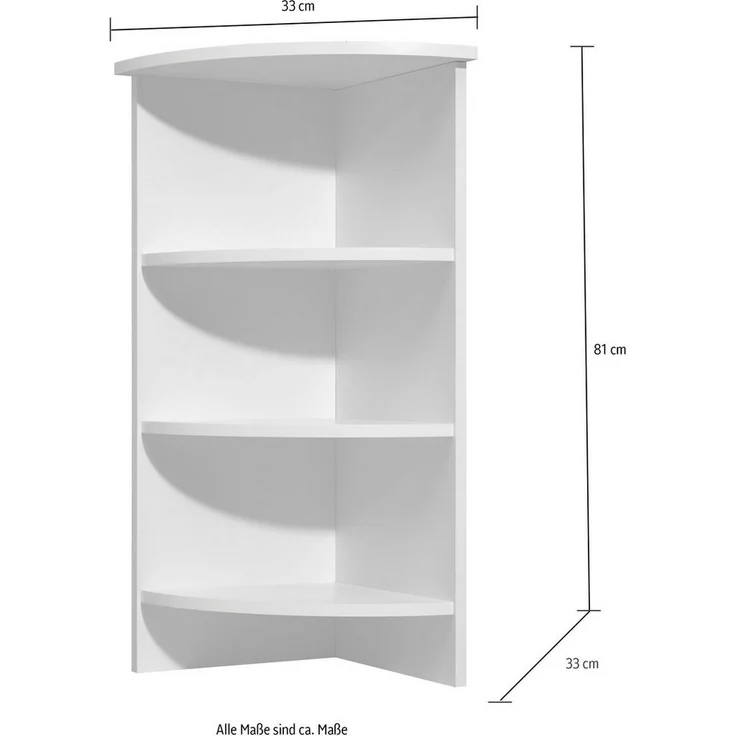 Saphir Eckregal Quickset 335 Abschlussregal für Unterschrank, 33 cm breit, 81 cm hoch, 3 feste Böden, Regal in Weiß, Bad-Regal, Badezimmerregal – Bild 3