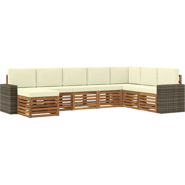 vidaXL Outdoor-Sofagarnitur 8 stk. 8-Sitzer Natur und Creme 3384726 – Bild 2