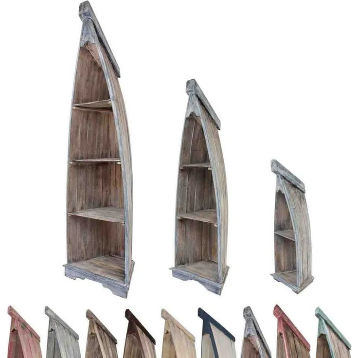 Oriental Galerie Standregal Bootsregal mit Steg groß braun blau – Bild 1