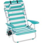 SONGMICS Strandstuhl, faltbar mit Schultergurt, verstellbarer Rückenlehne & Kopfstütze, Grün / Weiß
