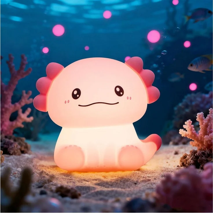 FELIXLEO LED Nachtlicht Axolotl Nachtlicht Kinder Silikon Lampe Dimmbar Touch Aufladbar – Bild 1