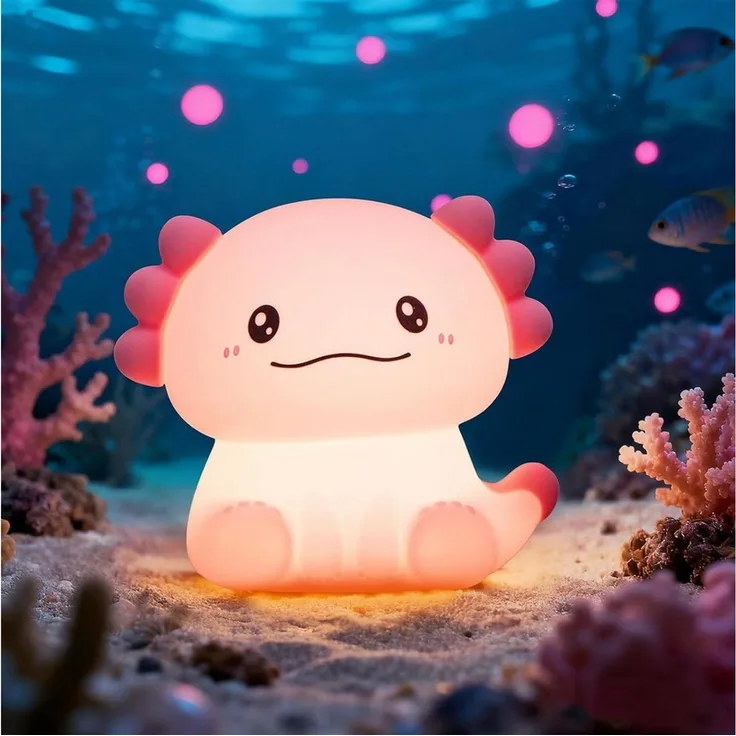 FELIXLEO LED Nachtlicht Axolotl Nachtlicht Kinder Silikon Lampe Dimmbar Touch Aufladbar