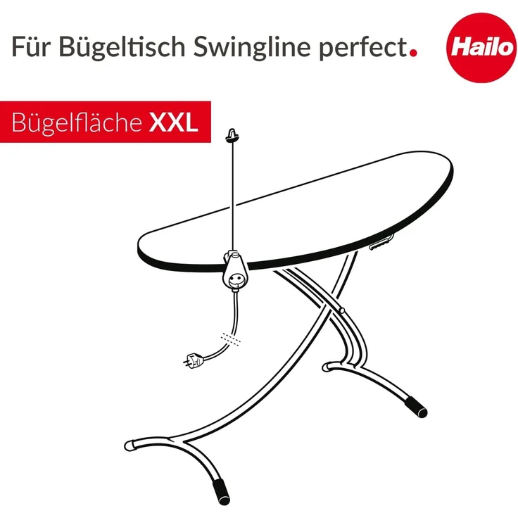 Hailo Bügeltischbezug 1338001 Swingline perfect XXL Baumwolle mit Gummizug 148 x 45 cm – Bild 2
