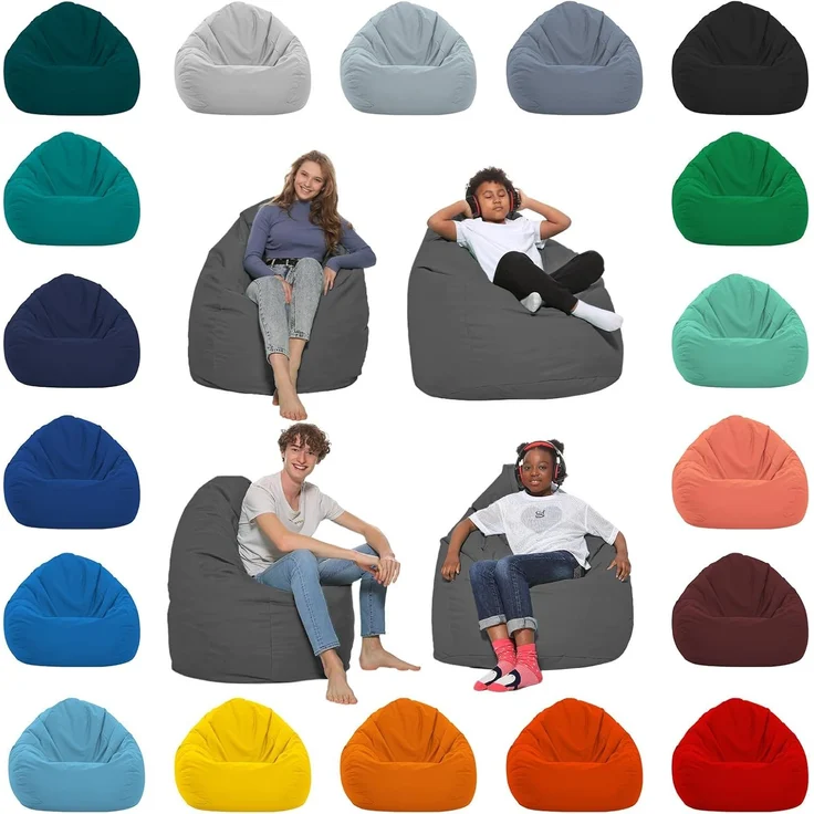 HomeIdeal - Sitzsack XXL Bodenkissen für Erwachsene & Kinder - Geeignet für Gaming oder Entspannen - Indoor wie Outdoor da er Wasserfest ist - mit EPS Perlen, Farbe:Anthrazit, Größe:XXXL – Bild 1