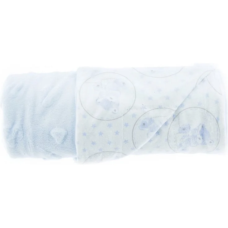 Babydecke Doppellagig 75x100 cm mit Babybär und Decke Babyblau Motiv 3 – Bild 4