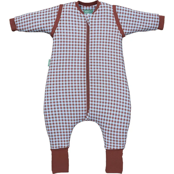 molis&co. Baby-Schlafsack mit Füßen, abnehmbare Ärmel und Socken. 2.5 TOG. Ideal für die Übergangszeit und den Winter. 100% Baumwolle (Oeko-TEX 100). (Vichy Brown&Blue, 90 cm (3 Jahre))
