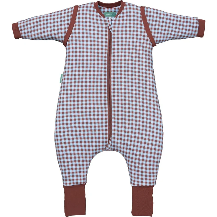 molis&co. Baby-Schlafsack mit Füßen, abnehmbare Ärmel und Socken. 2.5 TOG. Ideal für die Übergangszeit und den Winter. 100% Baumwolle (Oeko-TEX 100). (Vichy Brown&Blue, 90 cm (3 Jahre)) – Bild 1