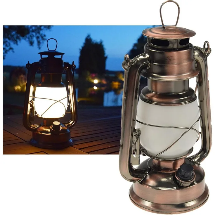 LED Camping Laterne "CT-CL Copper"ØxH 12x23,5cm, 4x AA, warmweiß, dimmbar