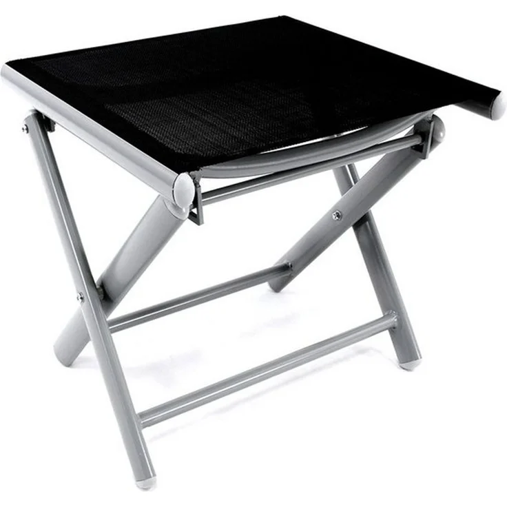 Mojawo Garten Klapphocker / Fußhocker, Metall silbergrau / Textilen schwarz, 48 x 43 x 40 cm – Bild 3