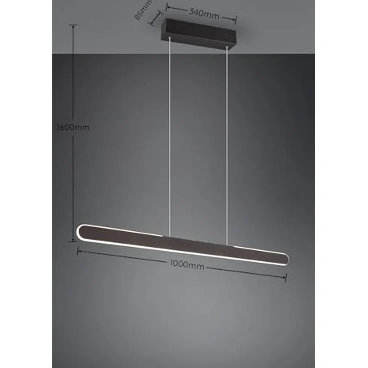 Trio Leuchten HELIOS - Höhenverstellbare LED Pendelleuchte, touch dimmbar, Schwarz, Breite 100cm, 2700K-6500K Lichttemperatur – Bild 6