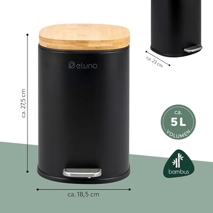 eluno Kosmetikeimer FRAMURA, 5 Liter, aus Metall und Bambus – Bild 7
