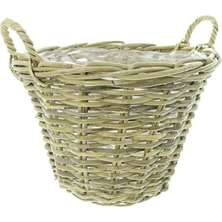 Pflanzkorb Spaltrattan Box Aufbewahrungskorb Schale Korb Flechtkorb Ø 35 cm – Bild 1