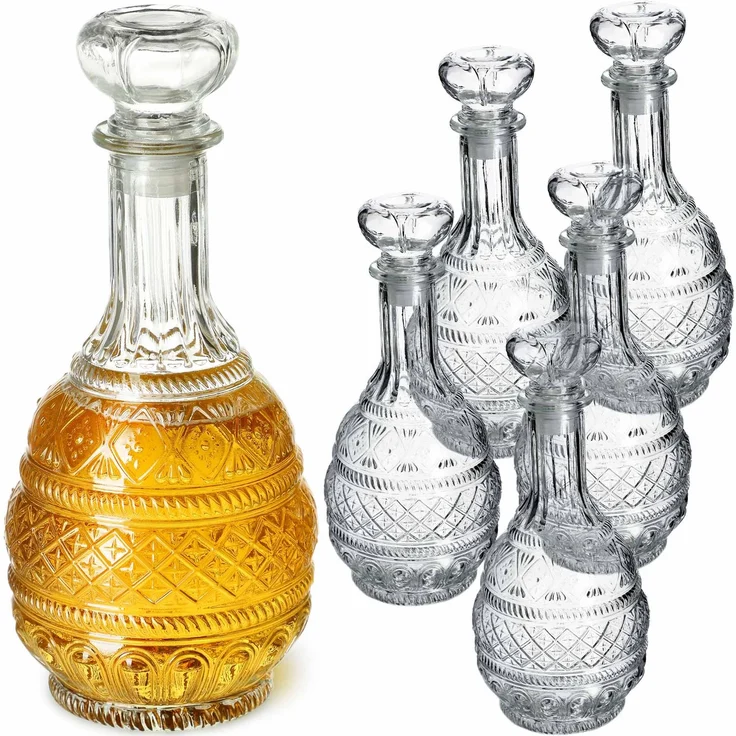 KADAX 6x Whisky-Alkohol-Dekanter Kristall 1L Glasflasche mit Korken – Bild 4