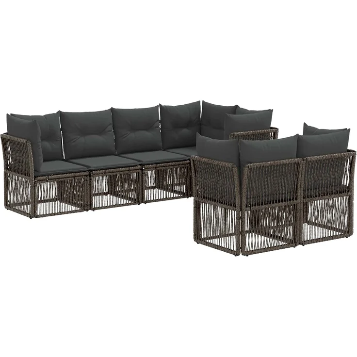 vidaXL Gartensofa-set 7 stk. 7-Sitzer Grau Poly-Rattan 3434282 – Bild 2