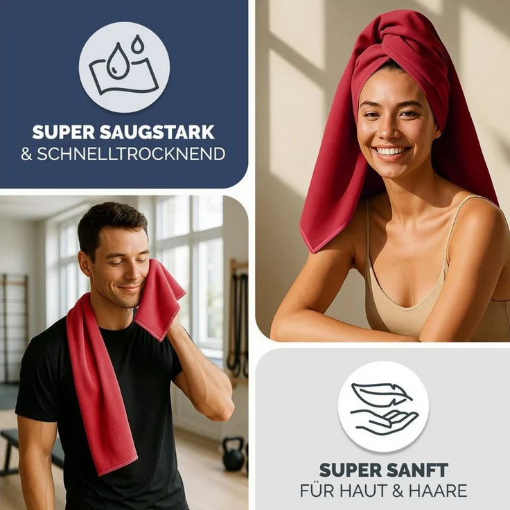 Blumtal Sporthandtuch Mikrofaser Handtuch - kompakte Mikrofaser Handtücher, Mikrofaser (inkl. Transporttasche, einzeln oder als Set verfügbar, 2-St), ultra leicht & schnelltrocknend, Reisehandtuch, Strandhandtuch – Bild 4