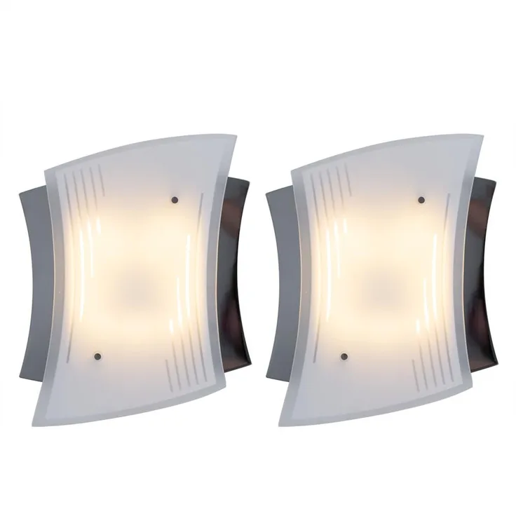2er Set Wandleuchte, Metall, Glas satiniert L 31,5 cm