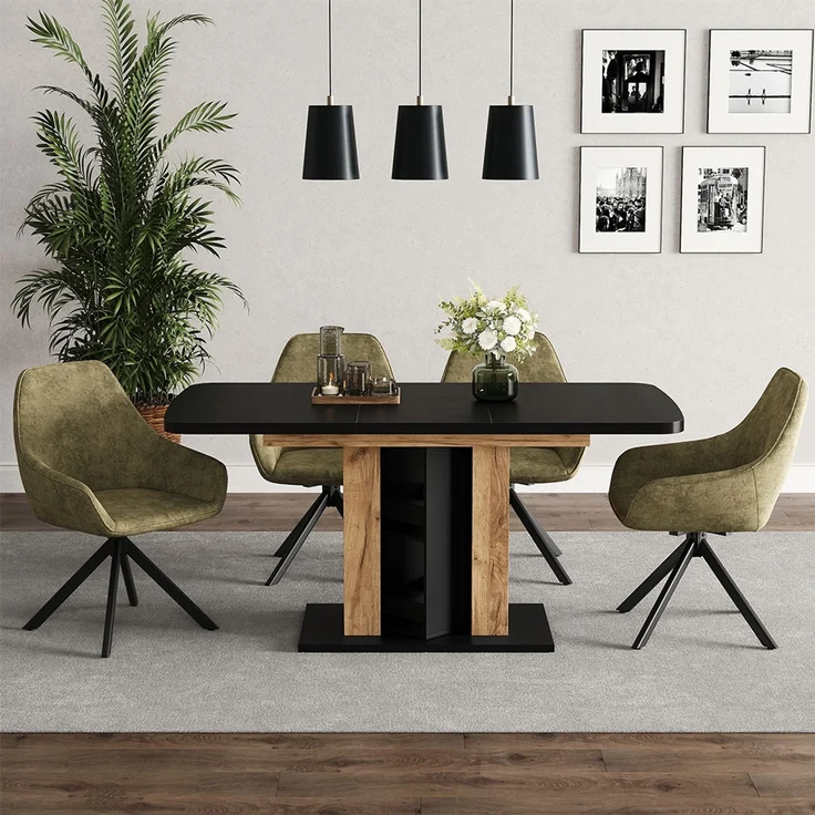 Esstisch Fenaro Schwarz/Goldkraft Eiche 120 x 80 cm Vicco – Bild 5