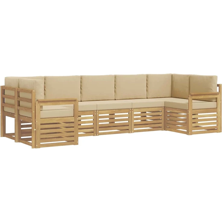 vidaXL Outdoor-Sofagarnitur 6 stk. 7-Sitzer Weiß und Beige Polyester 3392423 – Bild 2