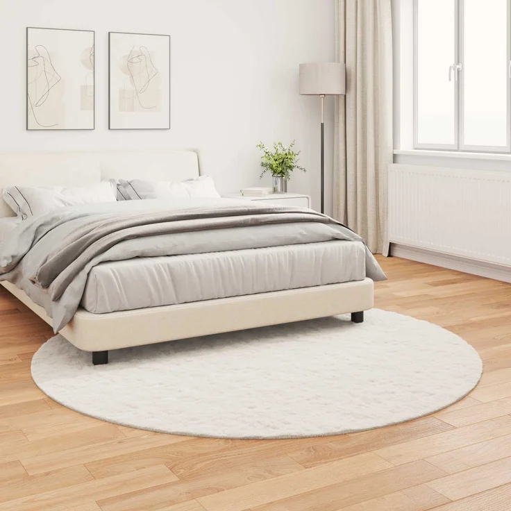 vidaXL Rutschfester Kunstfellteppich Olite Creme Ø 160 cm Polyester 42021670 – Bild 3