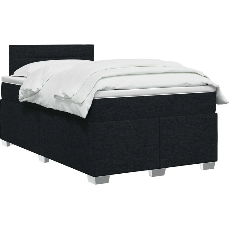vidaXL Boxspringbett mit Matratze Schwarz 120 x 190 cm Stoff 3450427 – Bild 3