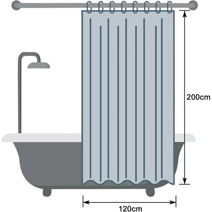 Duschvorhang 120x200cm Gewicht Magnet Wasserdicht Transparent Eva Waschbar – Bild 7