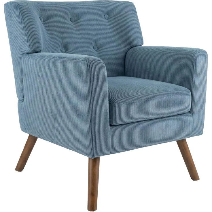 CLP Sessel Kioni mit Cordbezug und Gestell aus Kautschukholz bis 150 kg belastbar,blau – Bild 1