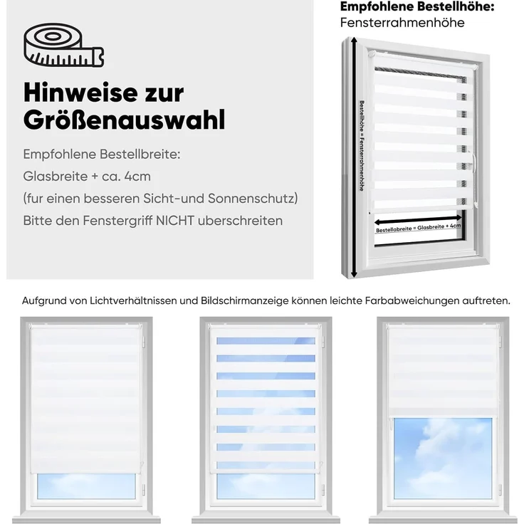 Sekey Doppelrollo Klemmfix ohne Bohren für Fenster, Doppelrollo 70 cm breit, Duo Rollo Jalousie Sonnenschutz, 70x210 cm, Weiß – Bild 5