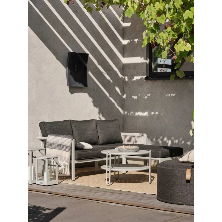 Gartenecksofa Delia mit Kissen aus Aluminium und Olefin-Stoff, skandinavischer Stil, hellgrau, für 3-4 Personen – Bild 2