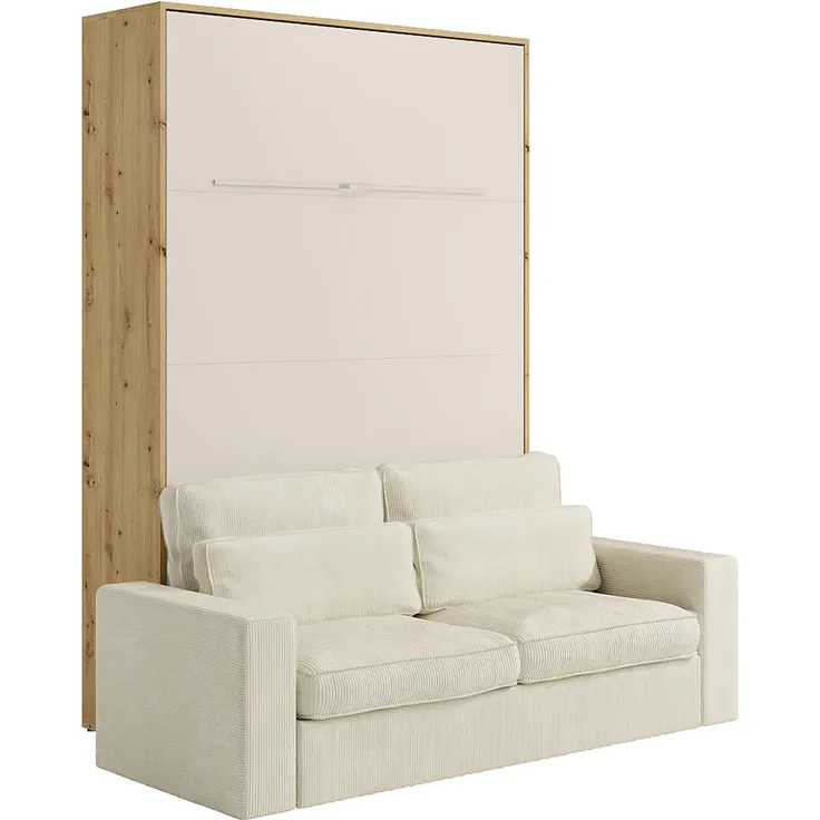 Vente-unique - RAPILI - Schrankbett - Metall - Beige, Naturfarben hell - 200 x 239.2 x 225.2 cm