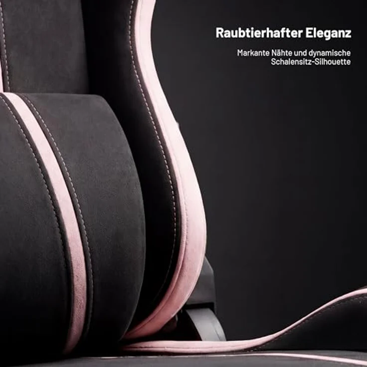 Diablo Gaming Stuhl ergonomisch Stoff Kinder Jugend Drehstuhl mit Lendenkissen Kopfstütze 3D Armlehnen verstellbar bis 140 Grad Bürostuhl klein Akira Pink – Bild 7
