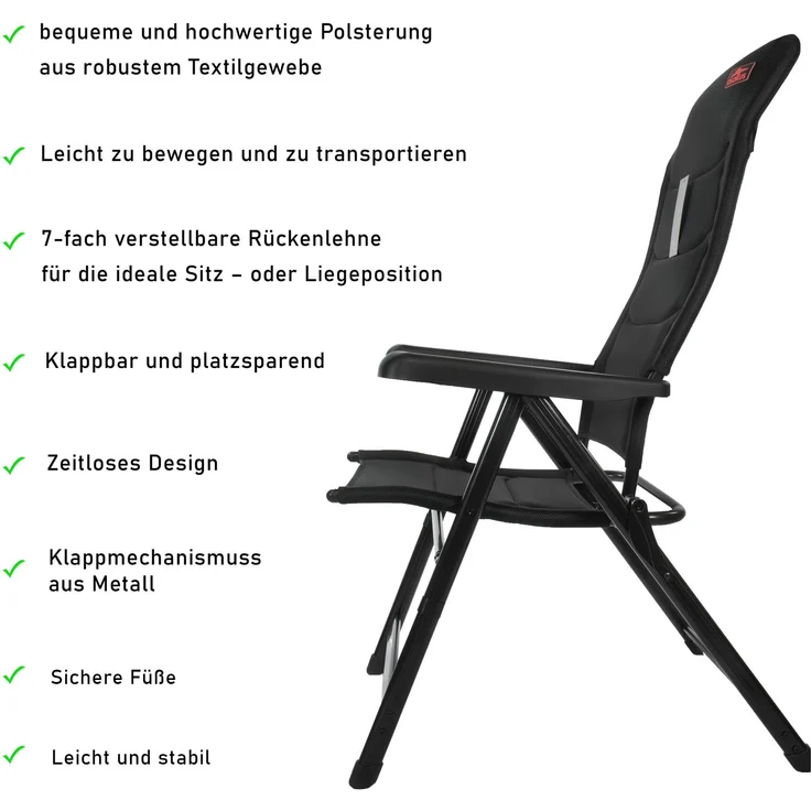 osoltus Alu Camping Klappsessel Hochlehner 3D Soft Touch Black Magic – Bild 4