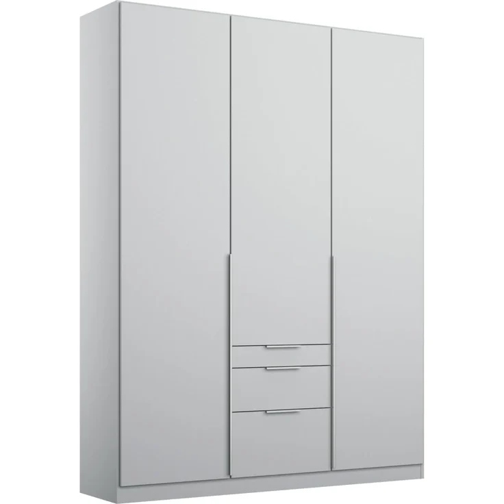 Rauch Möbel Alabama, Kleiderschrank für Schlafzimmer, Kinderzimmer, Wohnzimmer, Garderobe, Flur, 3-türig, mit 3 Schubladen, Farbe Seidengrau, Breite 136 cm