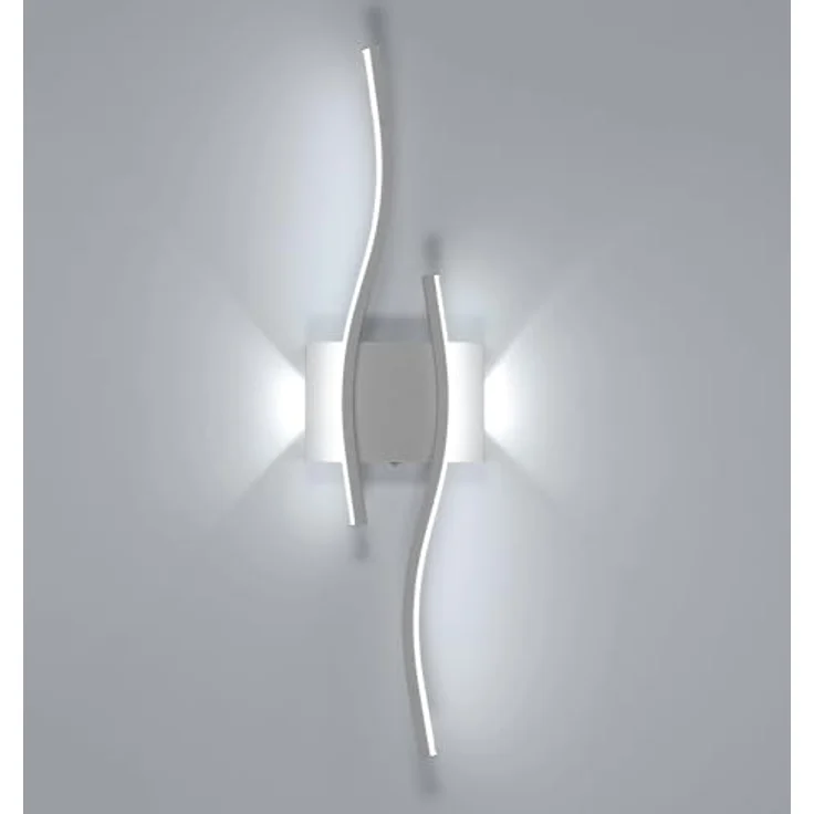 Goeco LED Wandleuchte Innen, 20W 59 cm Lange Wandlampe mit 2 Fimmige aus Acryl 6500K Kaltweißes Licht, Modern Gebogenen LED Wandbeleuchtung für Flur Wohnzimmer Schlafzimmer, Weiß – Bild 2