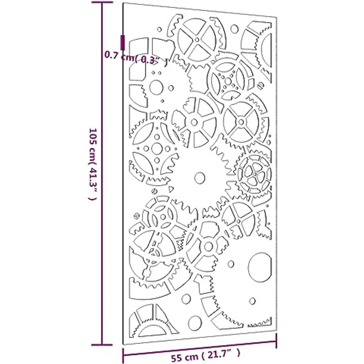 vidaXL Garten-Wanddeko 105x55 cm, Cortenstahl mit Zahnräder-Design, wetterfest und korrosionsbeständig – Bild 3