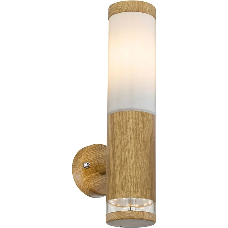 LED Wandleuchte, Deko-Licht, Edelstahl, Holz-Optik, H 35 cm – Bild 10