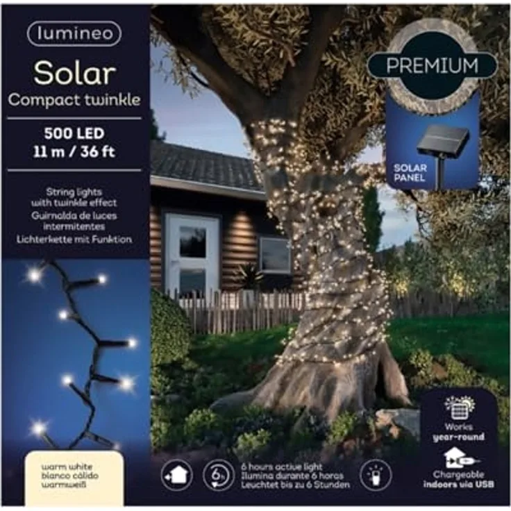 Kaemingk Solar LED-Licherkette Compact 11 m warmweiß