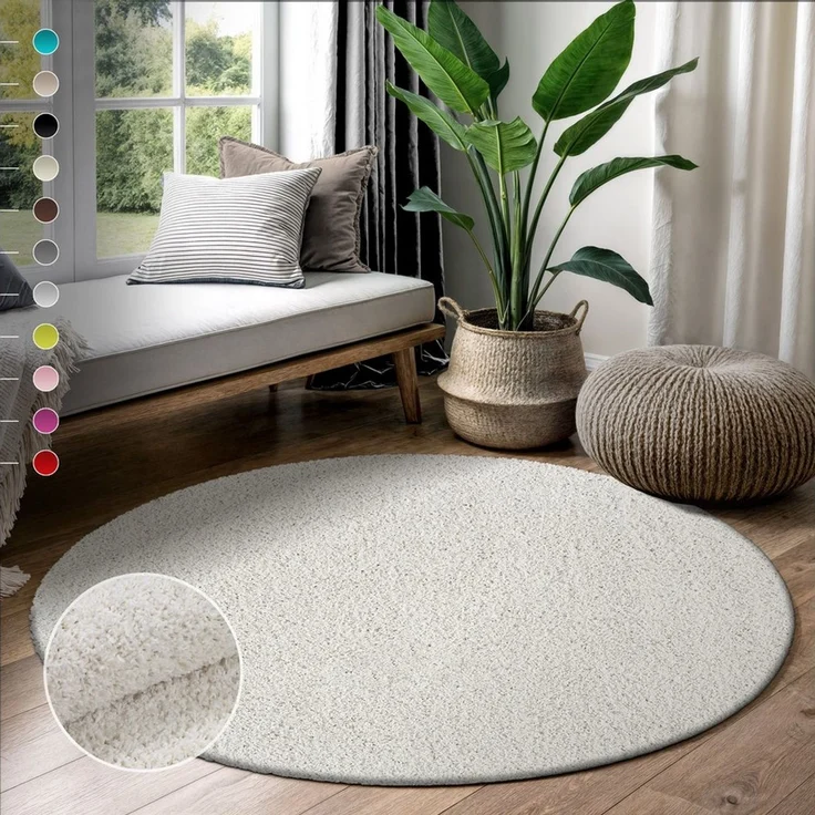 Sanat Hochflor-Teppich LOCA, auch als Läufer und in Rund, rund, Höhe: 30 mm, Wohnzimmer, Langflor, Shaggy, Schlafzimmer – Bild 1
