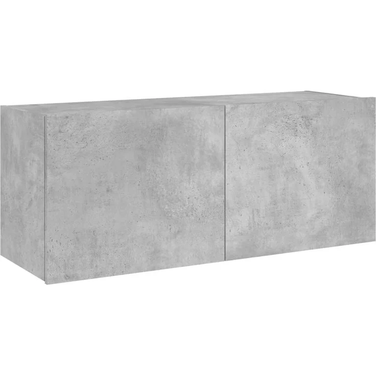 TV-Wandschrank, Fernsehschrank mit LED-Leuchten Betongrau 100x35x41 cm – Bild 3
