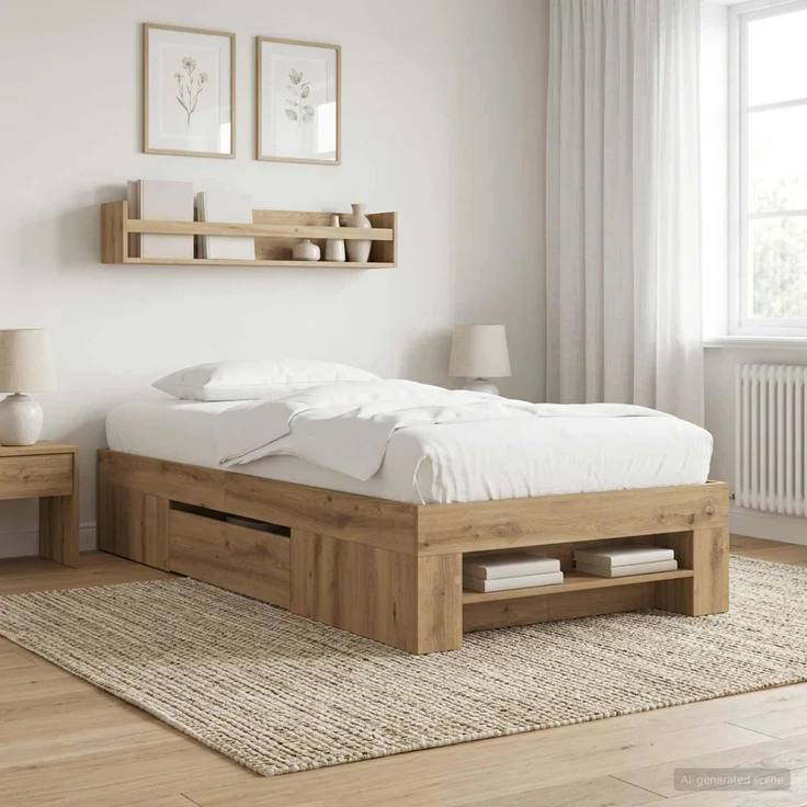 vidaXL Bettgestell mit Stauraum Kunsthandwerk Eiche 80 x 200 cm 3429692 – Bild 1