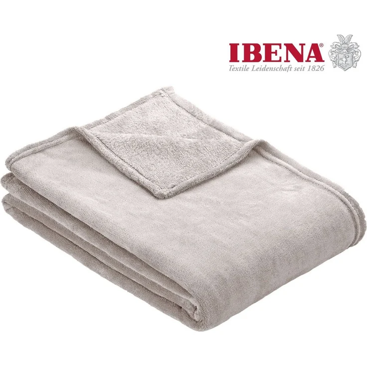 Wohndecke Uni Fleecedecke Olbia, IBENA, einfarbig schick, Kuscheldecke – Bild 1