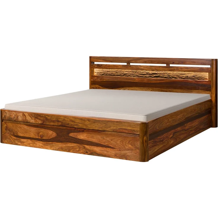 Bett Sheesham 200x200x90 walnuss gewachst TORONTO LUX #258 – Bild 1