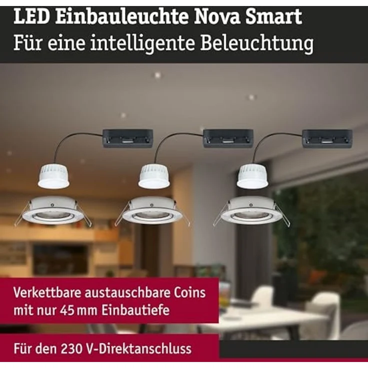 Paulmann 92434 LED Einbauleuchte Nova Coin 3er-Set Zigbee RGBW Eisen gebürstet – Bild 3