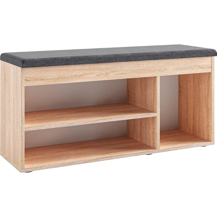 KOMTO Schuhbank Mit Sitzfläche Schuhregal Bank mit Stauraum Schuhschrank mit Sitzbank, für 6 bis 8 Paar, Spanplatte, Sofia 100 x 48 x 32 cm – Bild 9
