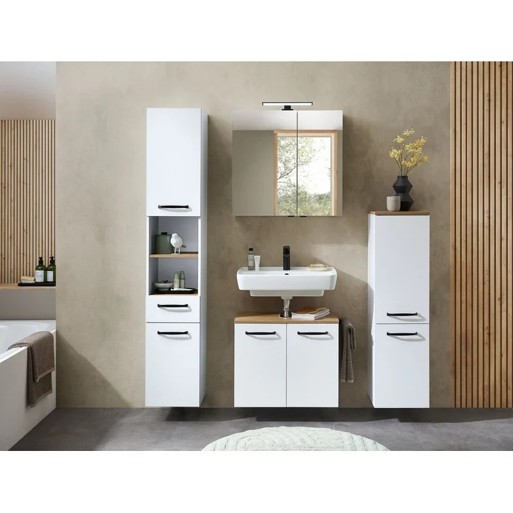 Saphir Badezimmerspiegelschrank Quickset 500, 2 Türen, 67cm breit, LED-Aufsatzleuchte inkl. Schalter und Steckdose – Bild 2