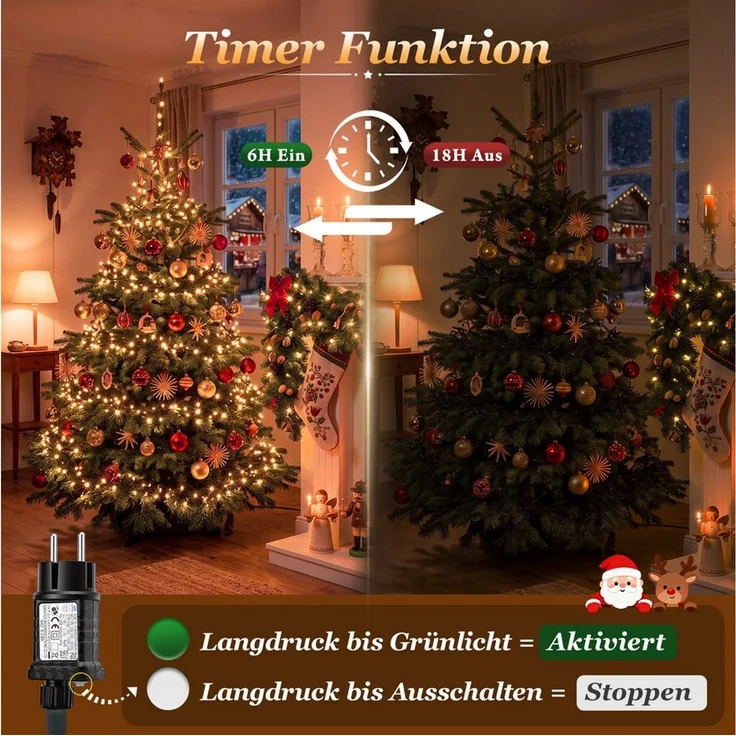 Salcar LED-Lichterkette 2m-100m LED Lichterkette Weihnachtsbaum 20-1660er LED Weihnachtsdeko – Bild 4