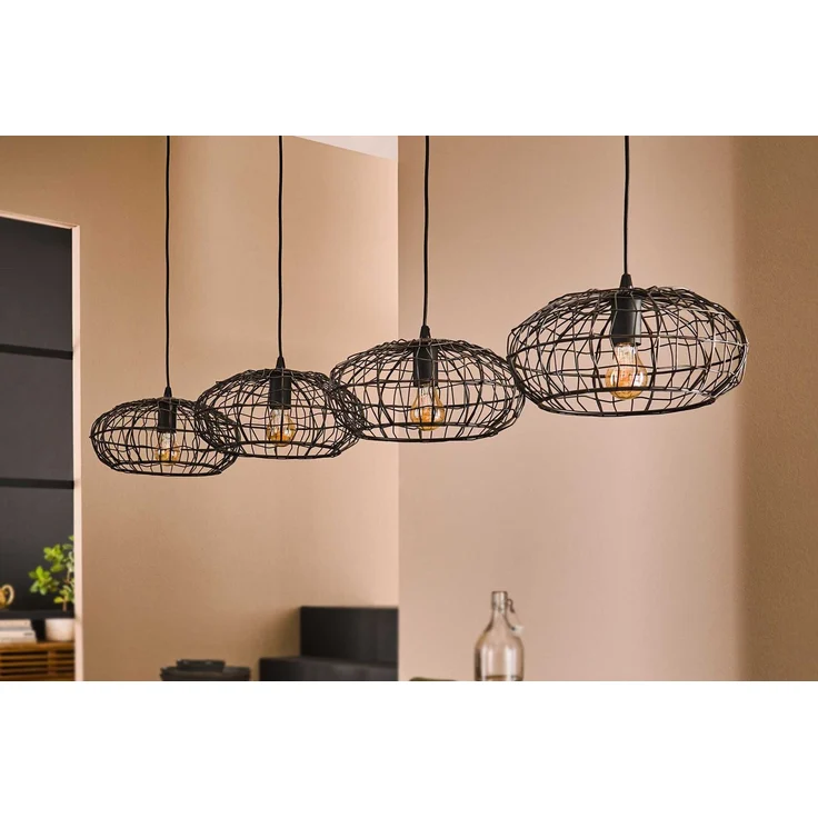 KAWOLA Hängeleuchte LIMEIRA Hängelampe 4-flammig Metall schwarz 150 x 34 x 170 cm – Bild 2