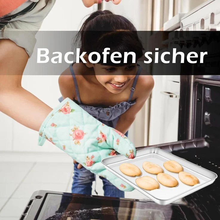 Homikit Edelstahl Backblech Set 2 Stück 23x17x2,5 cm Rechteckig – Bild 4